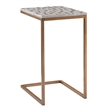 Riverbay Furniture Capiz Fish Mosaic Metal Accent C Table in Gold