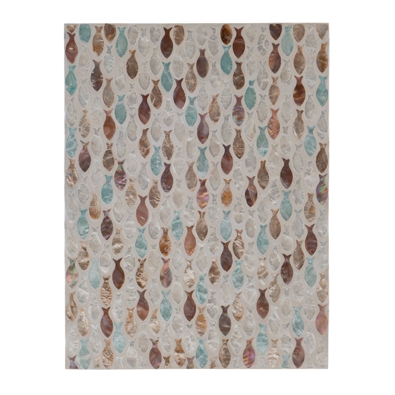 Riverbay Furniture Capiz Fish Mosaic Metal Accent C Table in Gold