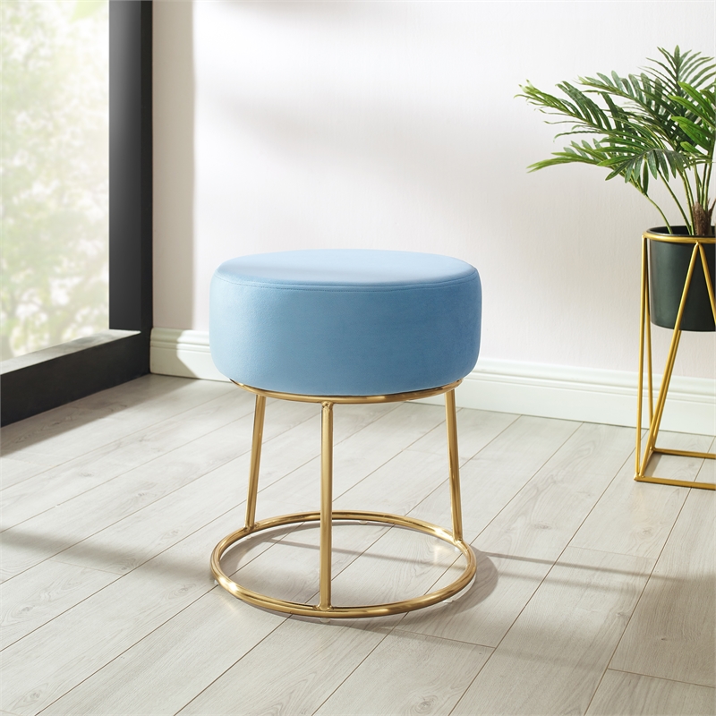 Riverbay Furniture Metal Accent Vanity Stool in Light Blue Cymax Business