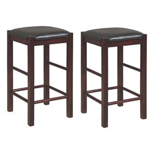 Riverbay Furniture 25&quot Transitional Wood Counter Stool in Espresso (Set of 2)