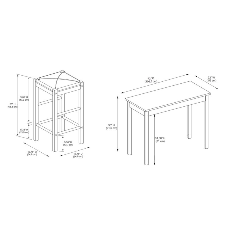 Riverbay Furniture Five Piece Wood Faux Marble Tavern Set in White