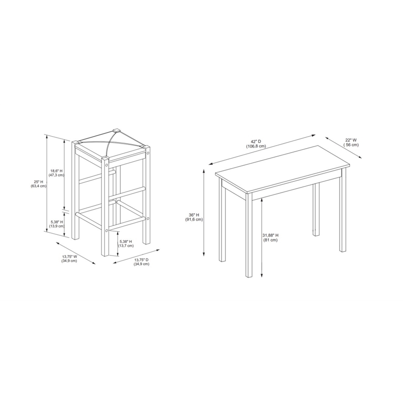 Riverbay Furniture Five Piece Wood Faux Marble Tavern Set in Espresso