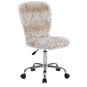 riverbay furniture faux fur upholstered armless office chair in beige