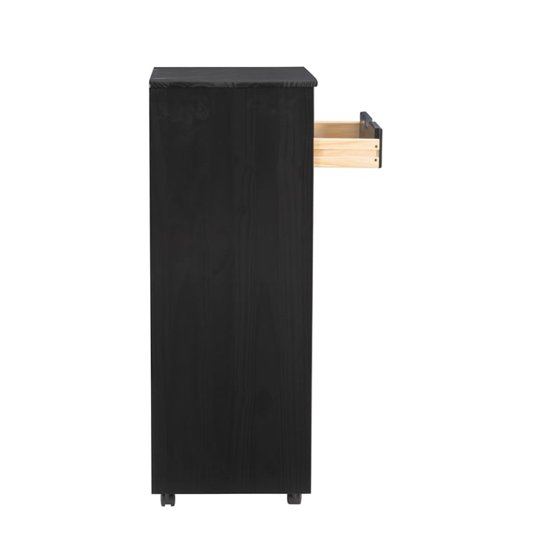 Riverbay Furniture 8-Drawer Transitional Wood Rolling Storage Cart in Black