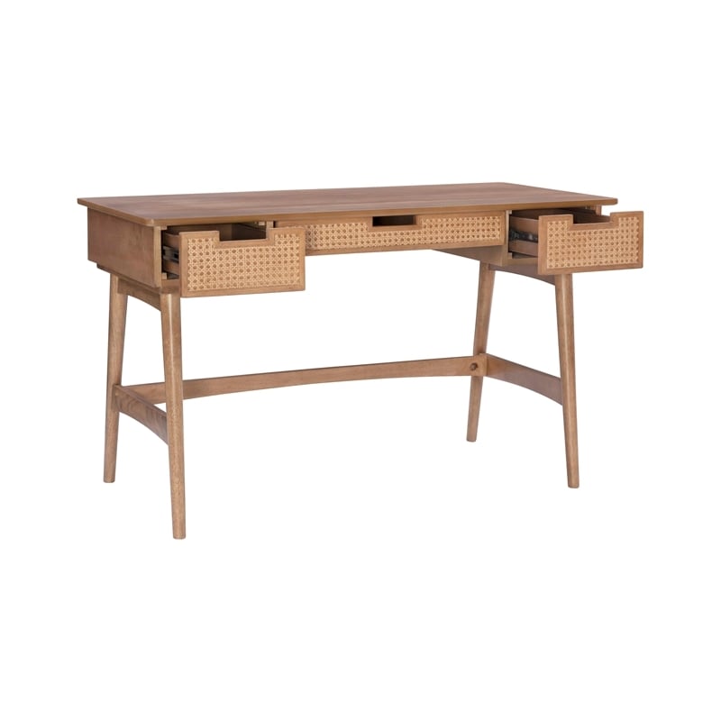 Riverbay Furniture Modern Wood Desk with 3 Drawers in Natural