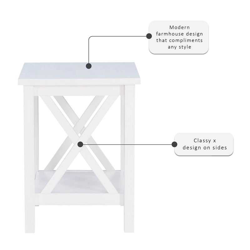 Riverbay Furniture Wood End Table in Antique White