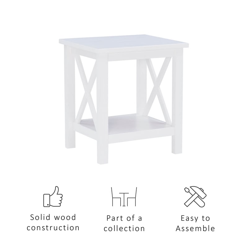 Riverbay Furniture Wood End Table in Antique White