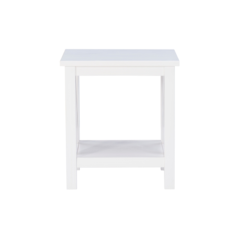 Riverbay Furniture Wood End Table in Antique White