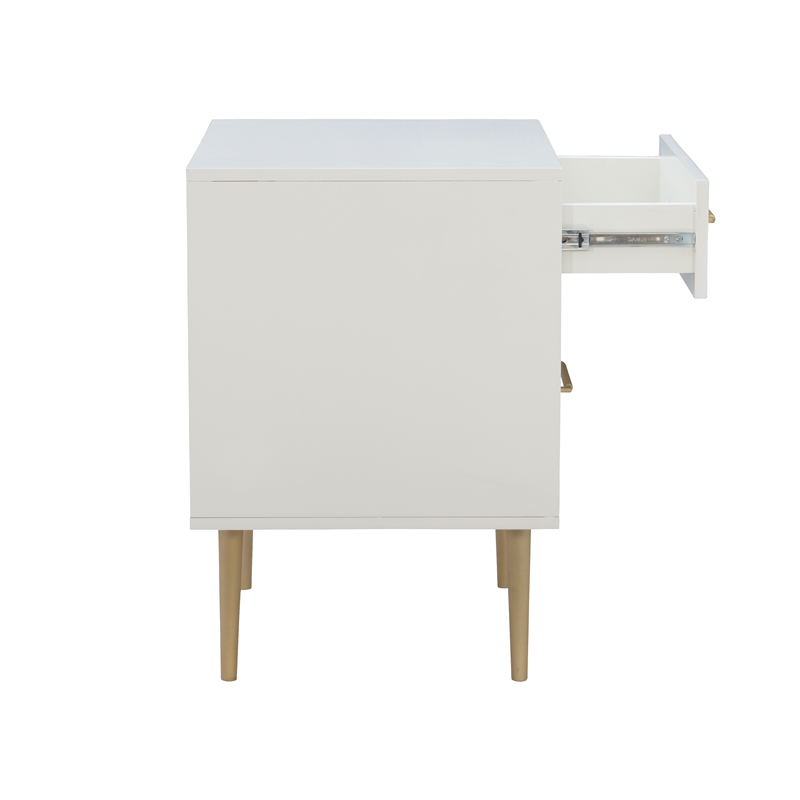 Riverbay Furniture Wood Two Drawer Nightstand in White
