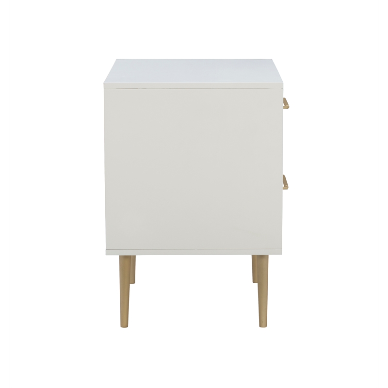 Riverbay Furniture Wood Two Drawer Nightstand in White