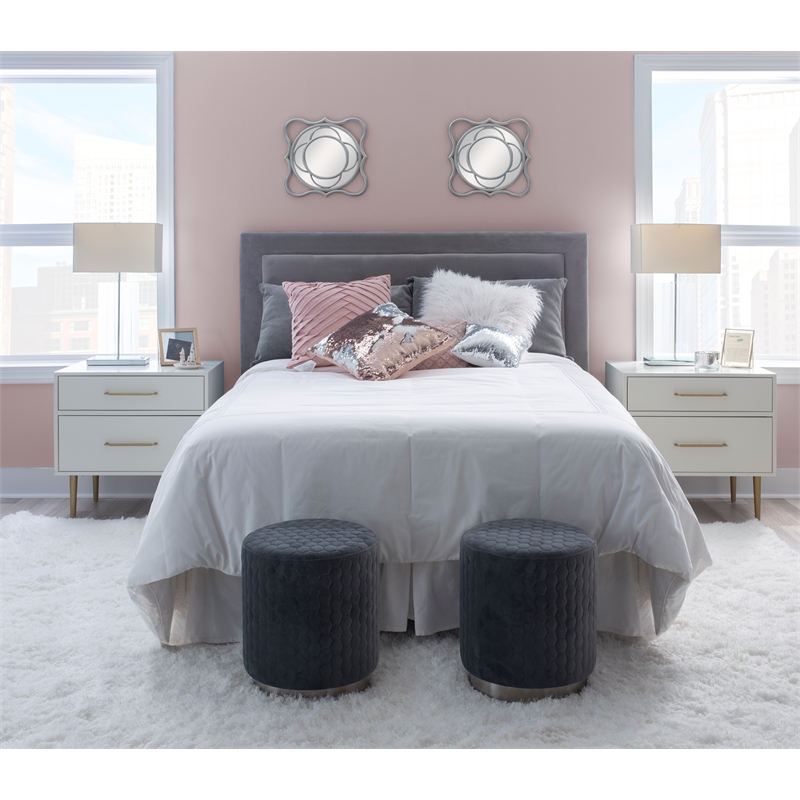 Riverbay Furniture Wood Two Drawer Nightstand in White