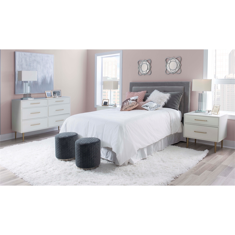 Riverbay Furniture Wood Two Drawer Nightstand in White