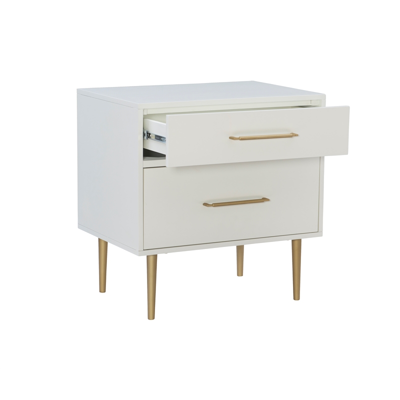 Riverbay Furniture Wood Two Drawer Nightstand in White