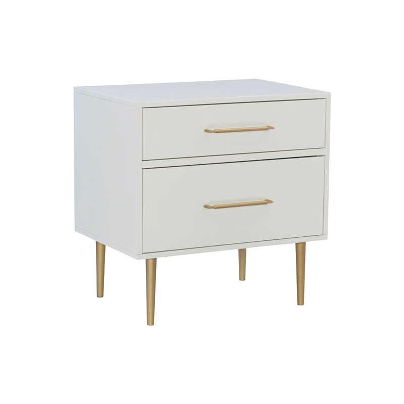 Riverbay Furniture Wood Two Drawer Nightstand in White