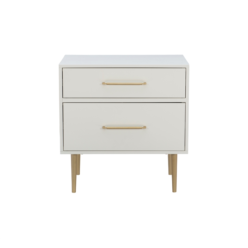 Riverbay Furniture Wood Two Drawer Nightstand in White