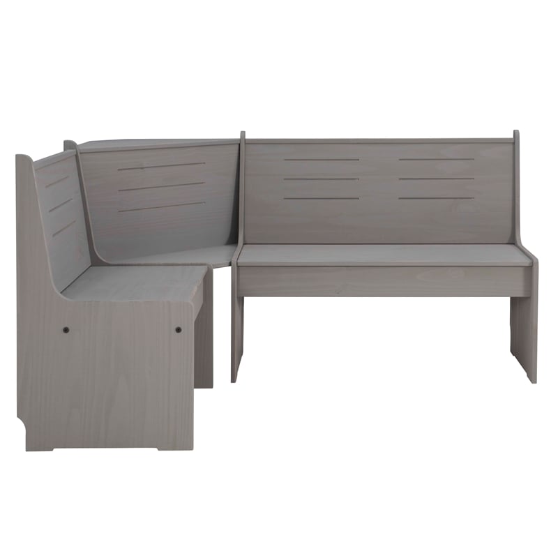 Riverbay Furniture Transitional  Wood Corner Dining Nook Set in Gray