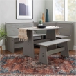 Riverbay Furniture Transitional  Wood Corner Dining Nook Set in Gray