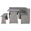 Riverbay Furniture Transitional  Wood Corner Dining Nook Set in Gray