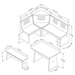 Riverbay Furniture Transitional  Wood Corner Dining Nook Set in Gray