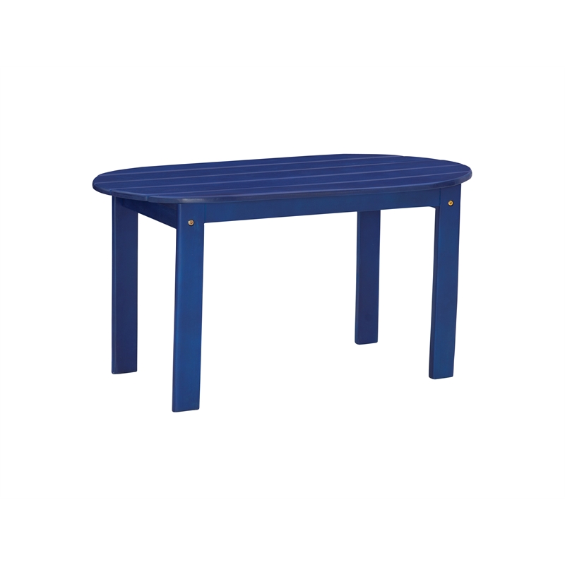Riverbay Furniture Transitional Adirondack Wood Outdoor Coffee Table in Blue