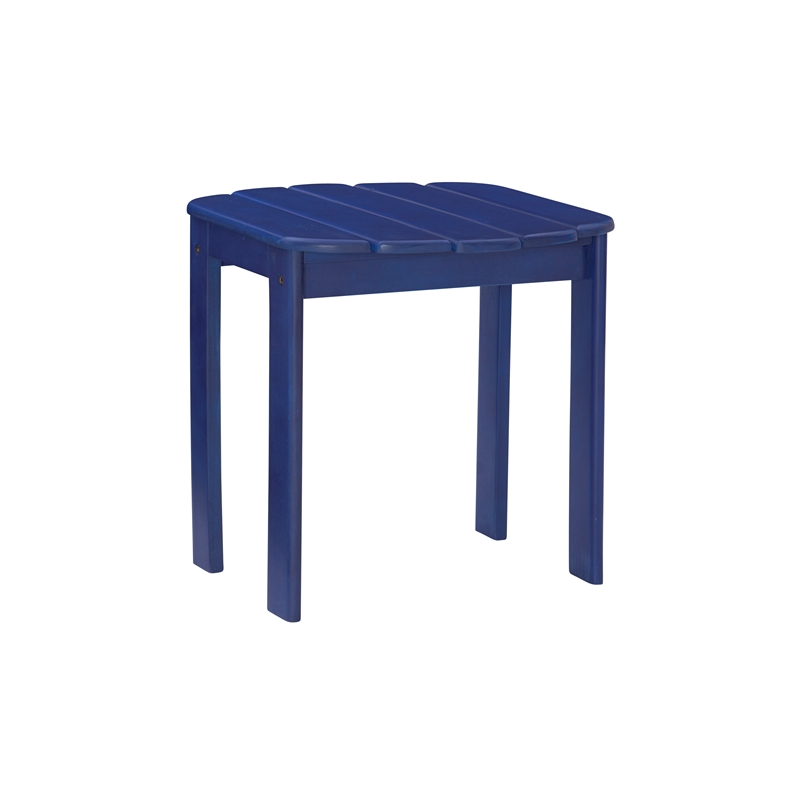 Riverbay Furniture Transitional Adirondack Wood Outdoor End Table in Blue
