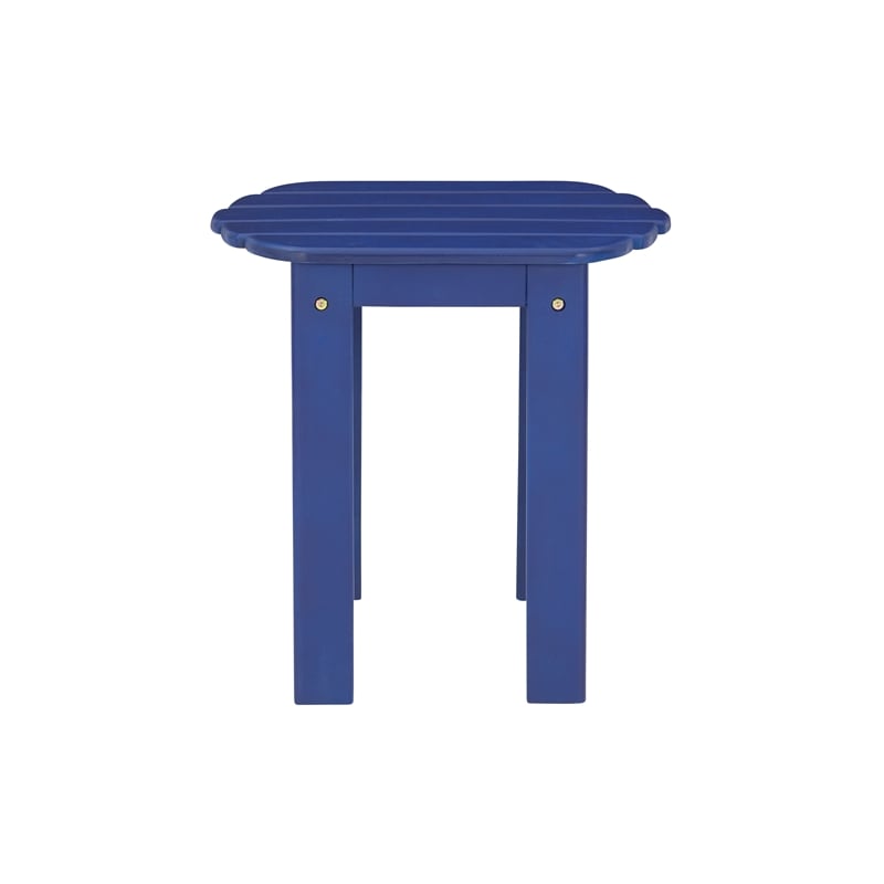Riverbay Furniture Transitional Adirondack Wood Outdoor End Table in Blue