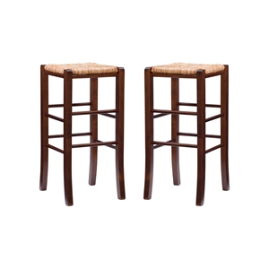 Riverbay Furniture Traditional Backless Set of Two Wood 29&quot Barstools in Walnut