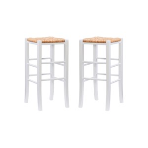Riverbay Furniture Traditional Backless Set of Two Wood 29&quot Barstools in White