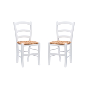 Riverbay Furniture Farmhouse Set of Two Wood 18.1&quot Side Chair in White