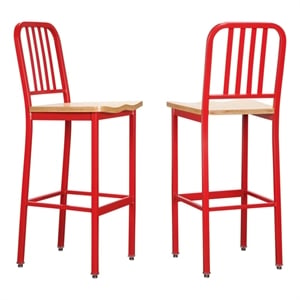 Riverbay Furniture 30&quot Transitional Metal Barstools in Red (Set of 2)
