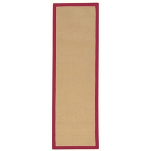 Riverbay Furniture Transitional Machine Tufted Wool 2'6&quotx8' Rug in Sisal and Red