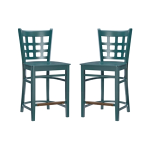 Riverbay Furniture Transitional Beech Wood Set of Two Counter Stools in Green