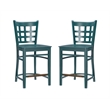 Riverbay Furniture Transitional Beech Wood Set of Two Counter Stools in Green