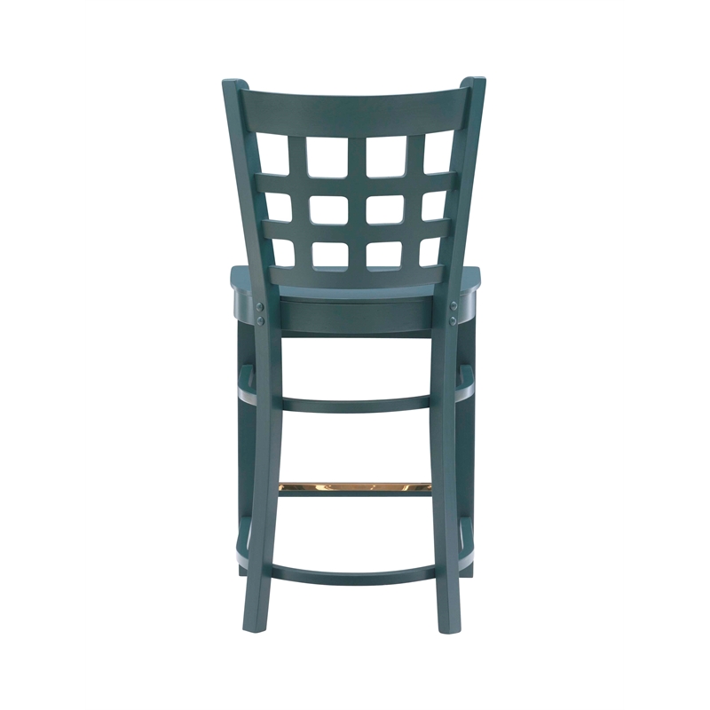 Riverbay Furniture Transitional Beech Wood Set of Two Counter Stools in Green