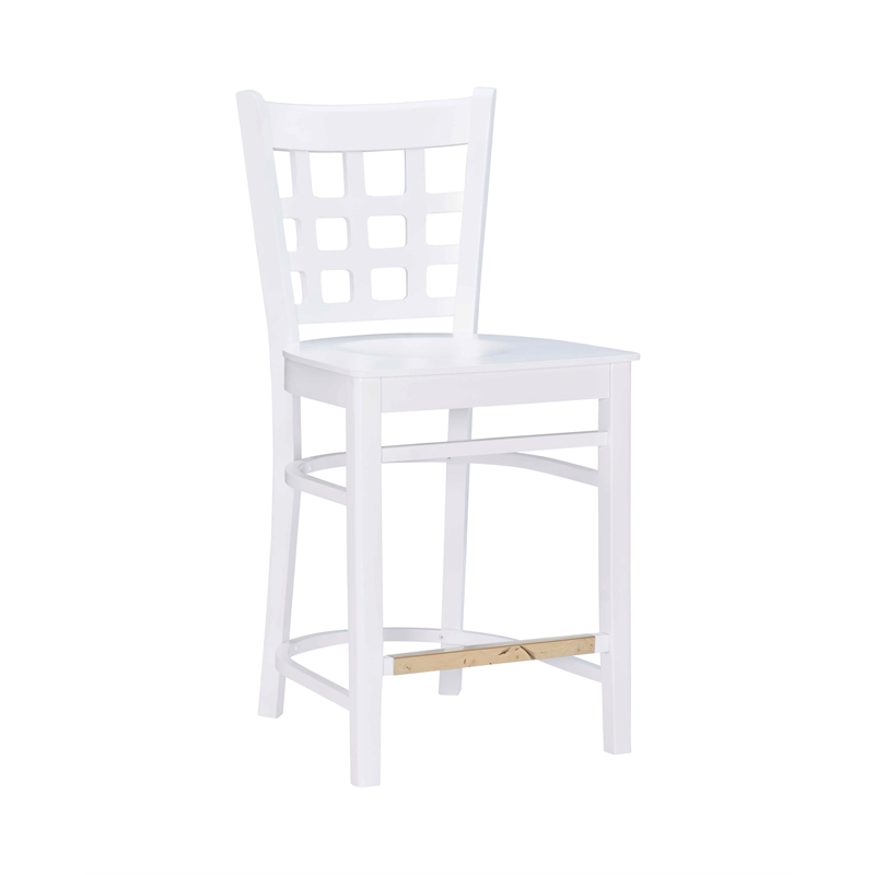 Riverbay Furniture Transitional Beech Wood Set of Two Counter Stools in White
