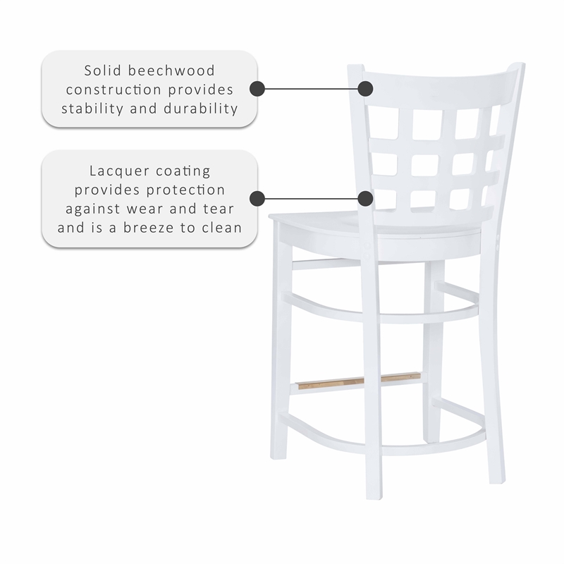 Riverbay Furniture Transitional Beech Wood Set of Two Counter Stools in White