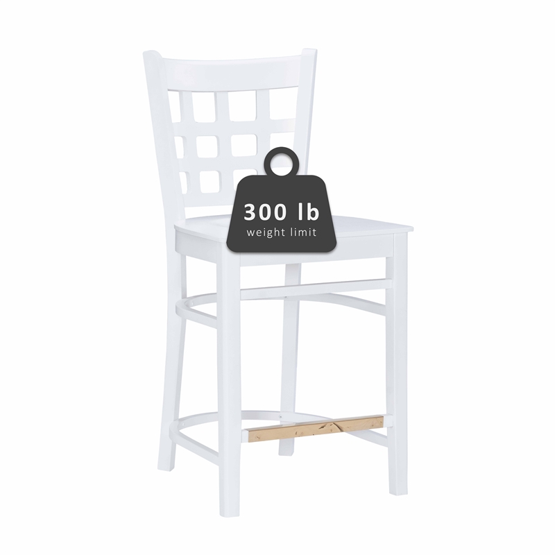 Riverbay Furniture Transitional Beech Wood Set of Two Counter Stools in White