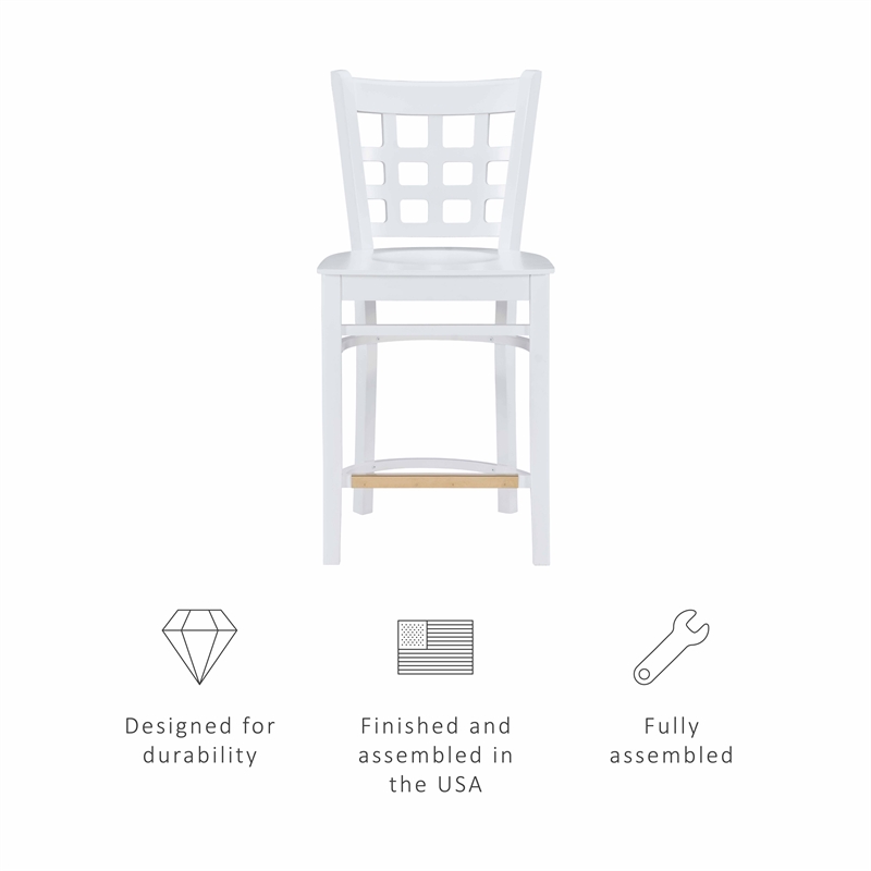 Riverbay Furniture Transitional Beech Wood Set of Two Counter Stools in White