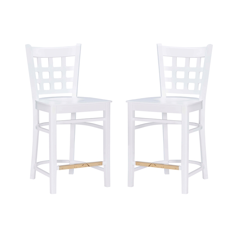 Riverbay Furniture Transitional Beech Wood Set of Two Counter Stools in White