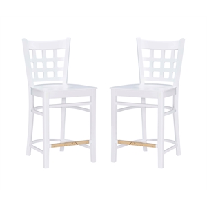 Riverbay Furniture Transitional Beech Wood Set of Two Counter Stools in White