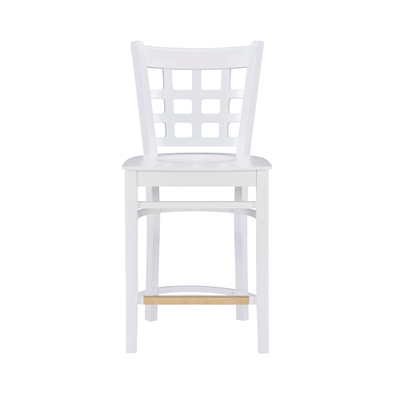 Riverbay Furniture Transitional Beech Wood Set of Two Counter Stools in White