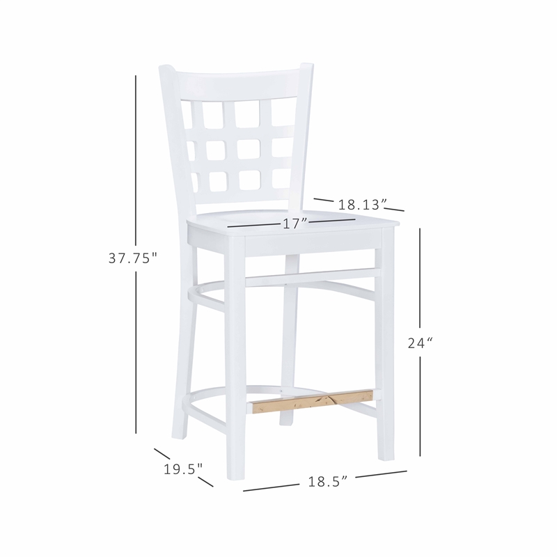 Riverbay Furniture Transitional Beech Wood Set of Two Counter Stools in White