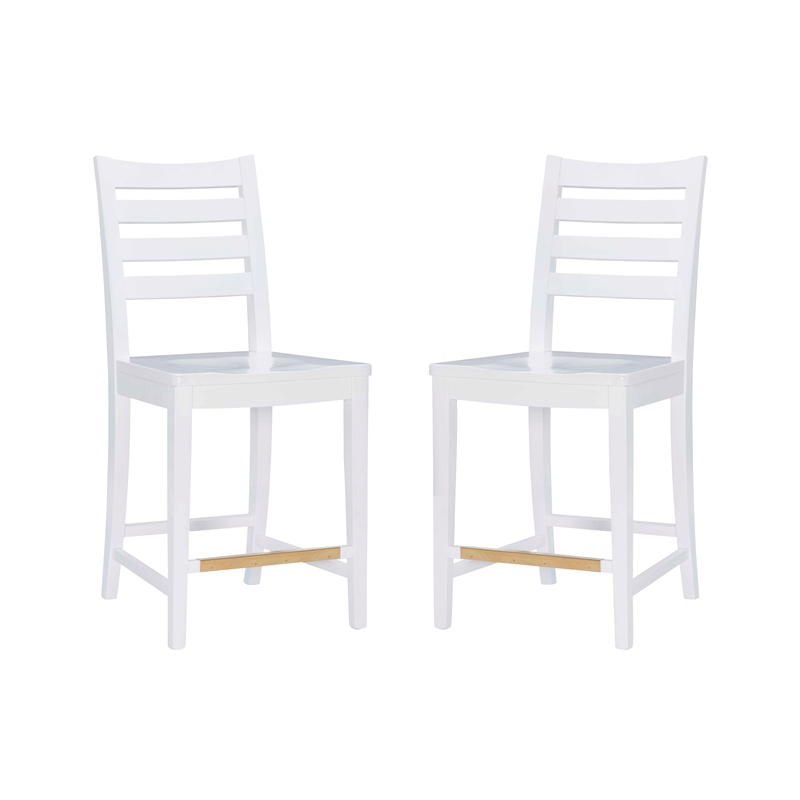 Riverbay Furniture Transitional Beech Wood Set of Two Counter Stools in White