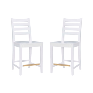 Riverbay Furniture Transitional Beech Wood Set of Two Counter Stools in White