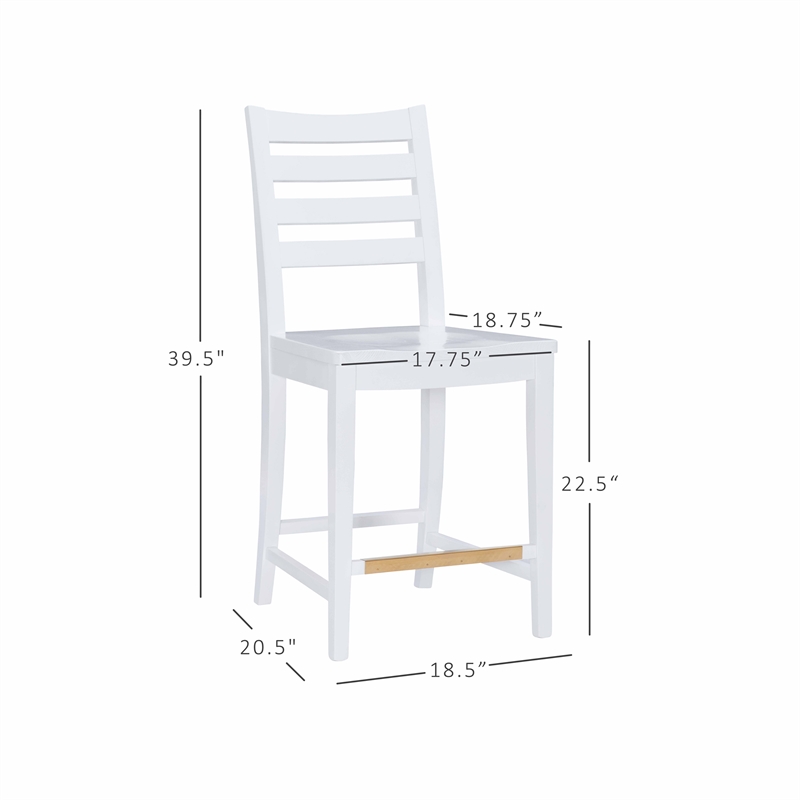 Riverbay Furniture Transitional Beech Wood Set of Two Counter Stools in White
