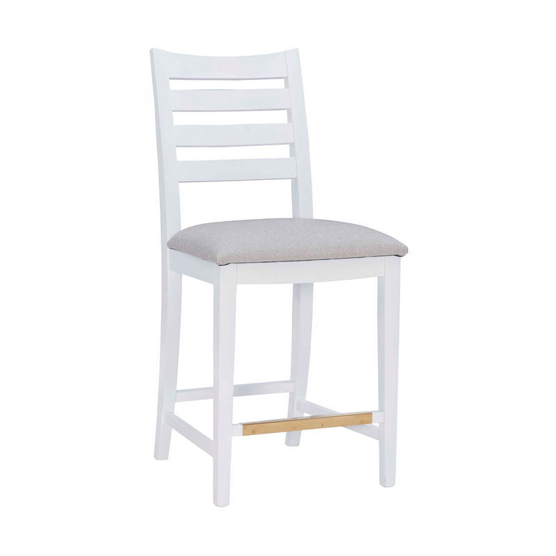 Riverbay Furniture Beech Wood Upholstered Set of Two Counter Stools in White