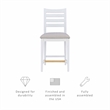 Riverbay Furniture Beech Wood Upholstered Set of Two Counter Stools in White
