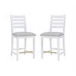 Riverbay Furniture Beech Wood Upholstered Set of Two Counter Stools in White
