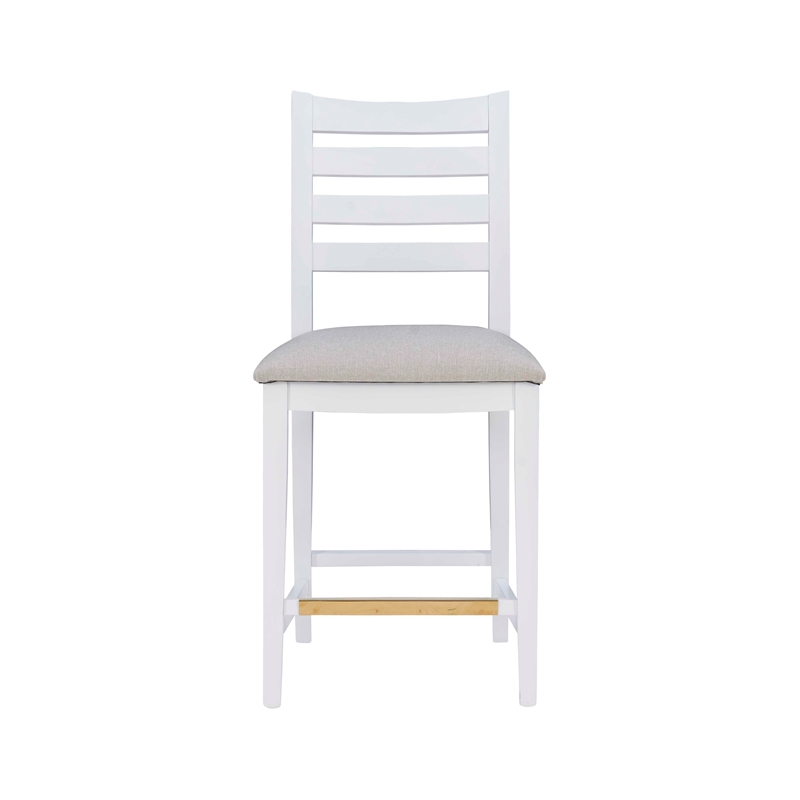 Riverbay Furniture Beech Wood Upholstered Set of Two Counter Stools in White