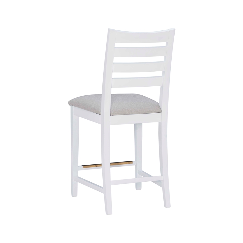 Riverbay Furniture Beech Wood Upholstered Set of Two Counter Stools in White